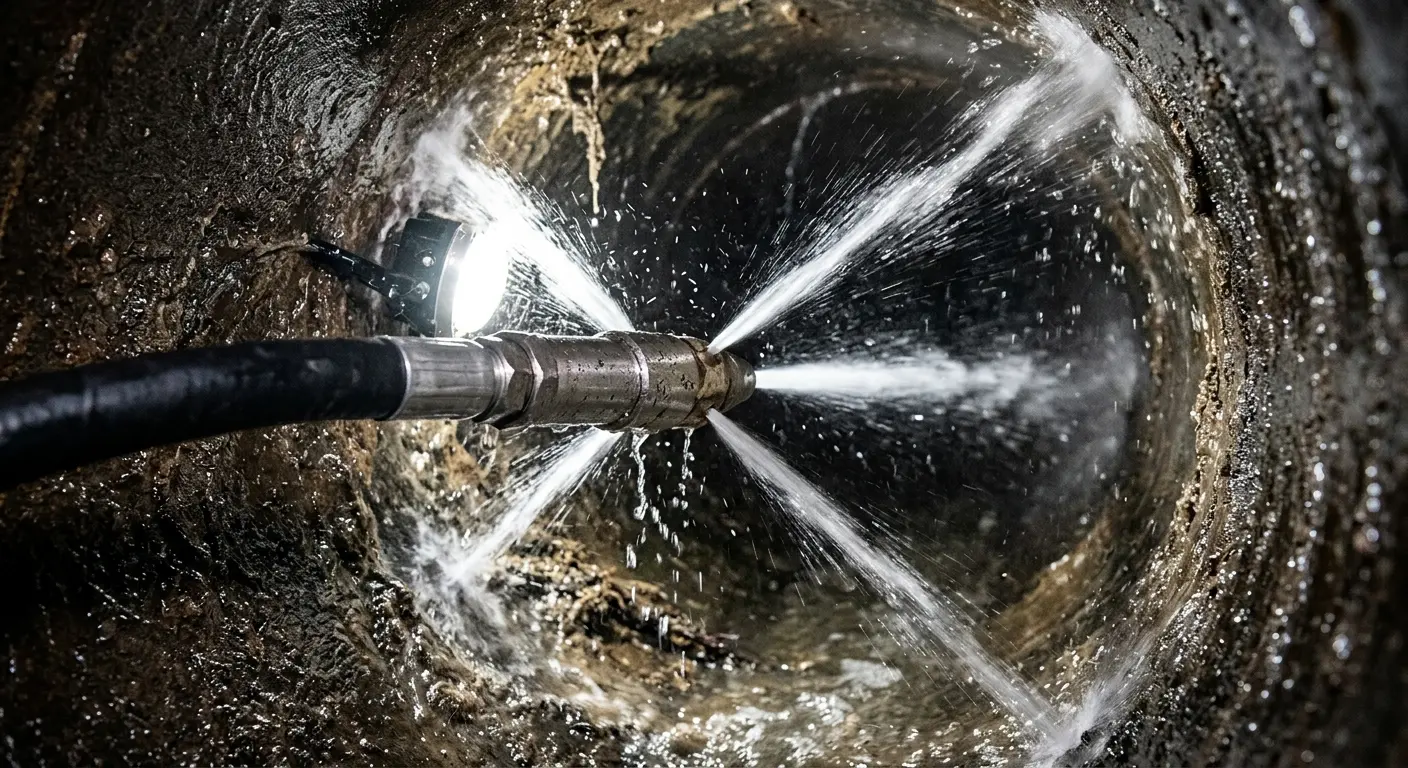 High-pressure hydro jetting nozzle cleaning sewer pipe for Storm Drain Cleaning in Paulsboro